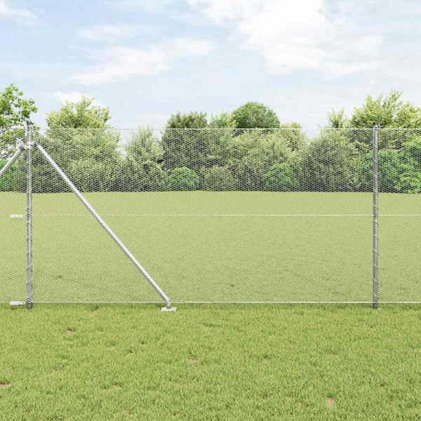 Kuusikulmainen aita pylväällä 25 x 1 m Galvanoitu teräs Hopea