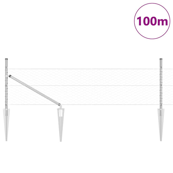 Kuusikulmainen aita pylväällä 100 x 0,5 m Galvanoitu teräs