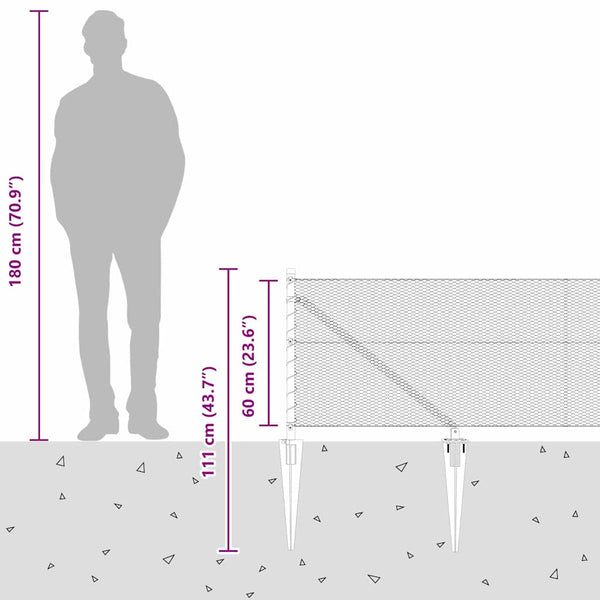 Kuusikulmainen aita pylväällä 100 x 0,6 m Galvanoitu teräs