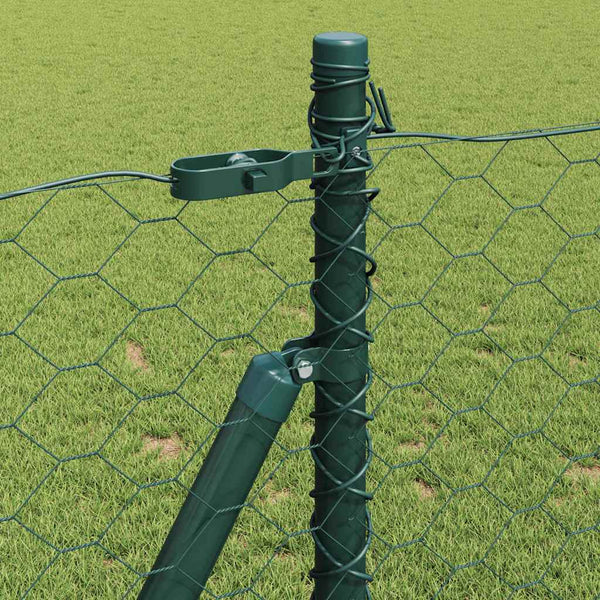 Kuusikulmainen aita betoni perustuksella 25 x 1 m Metsänvihreä