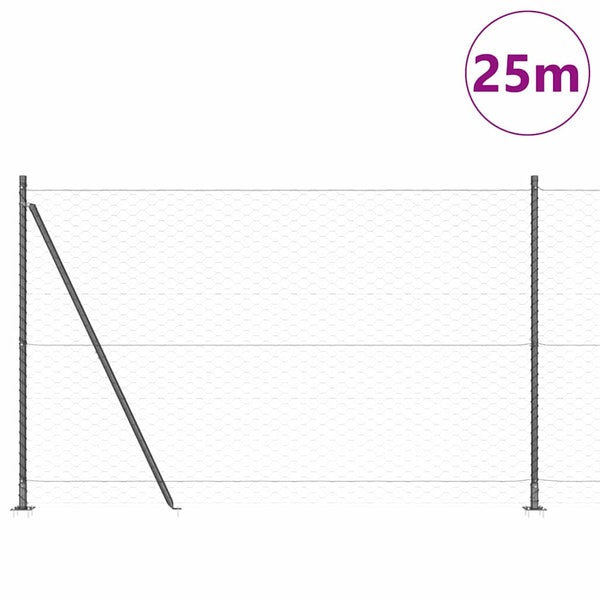 Kuusikulmainen aita betoni perustuksella 25 x 1,5 m Harmaa