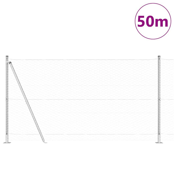 Kuusikulmainen aita betoni perustuksella 50 x 1,2 m Hopea