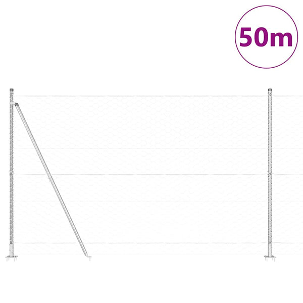 Kuusikulmainen aita betoni perustuksella 50 x 1,5 m Hopea