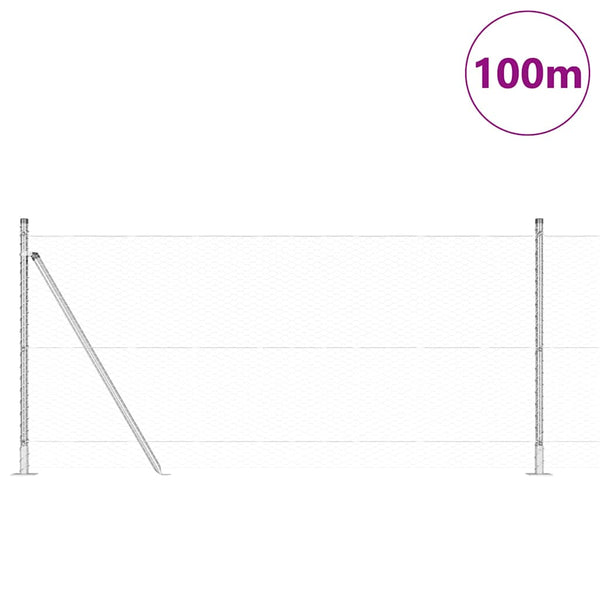 Kuusikulmainen aita betoni perustuksella 100 x 1 m Hopea Verkko