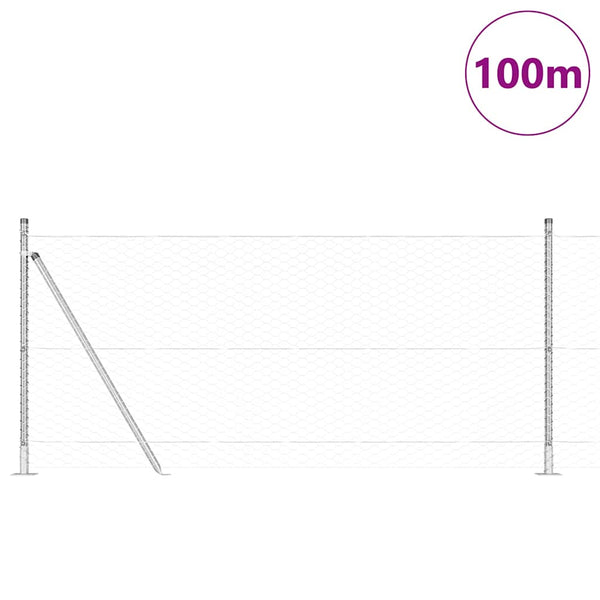 Kuusikulmainen aita betoni perustuksella 100 x 1 m Hopea Verkko