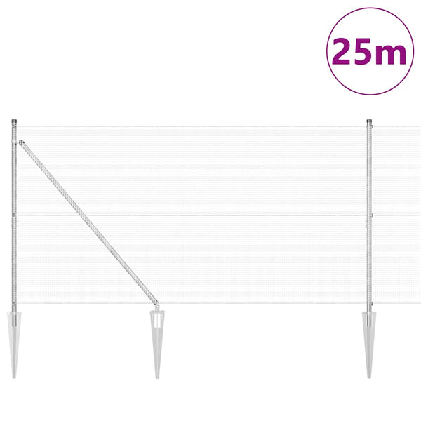 Langoitettu este piikeillä 25 x 1,4 m Galvanoitu teräs Hopea