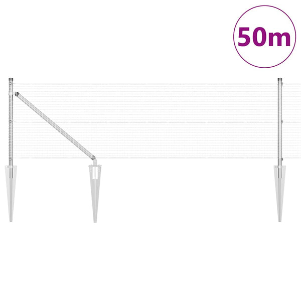 Langoitettu este piikeillä 50 x 0,6 m Galvanoitu teräs Hopea