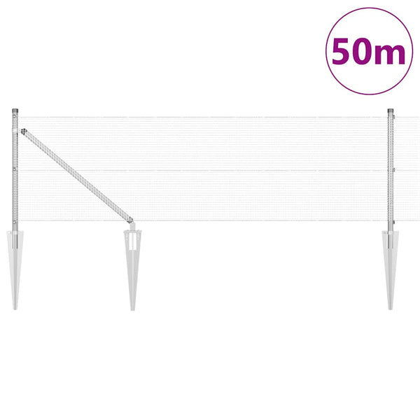 Langoitettu este piikeillä 50 x 0,8 m Galvanoitu teräs Hopea