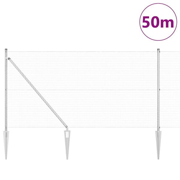 Langoitettu este piikeillä 50 x 1 m Galvanoitu teräs Hopea