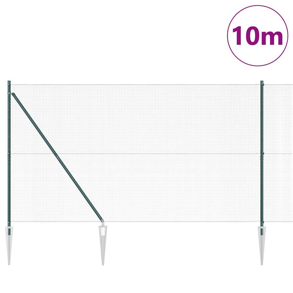 Langoitettu este piikeillä 10 x 1,6 m PVC-pinnoitettu teräs