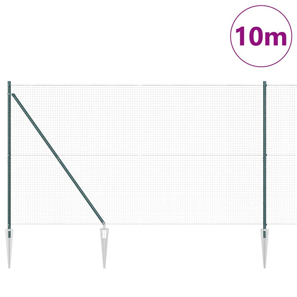 Langoitettu este piikeillä 10 x 1,6 m PVC-pinnoitettu teräs