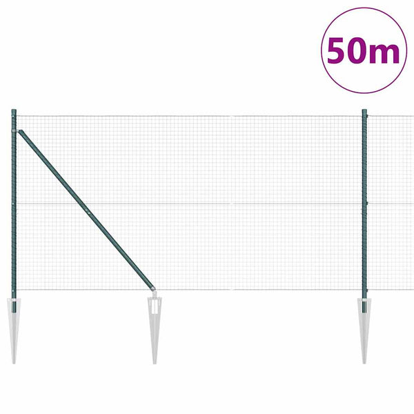 Langoitettu este piikeillä 50 x 1 m PVC-pinnoitettu teräs