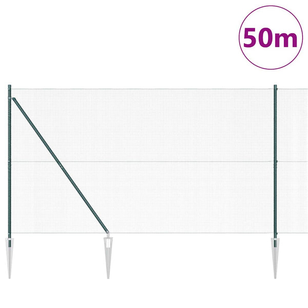 Langoitettu este piikeillä 50 x 1,5 m PVC-pinnoitettu teräs