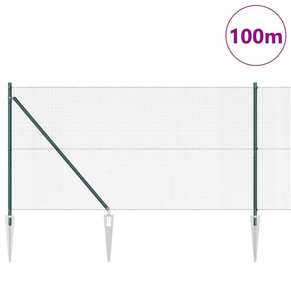 Langoitettu este piikeillä 100 x 1 m PVC-pinnoitettu teräs