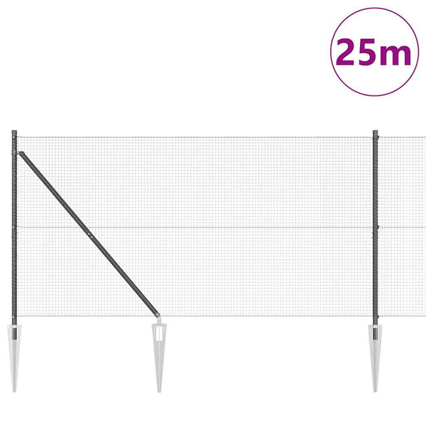 Langoitettu este piikeillä 25 x 1,2 m PVC-pinnoitettu teräs