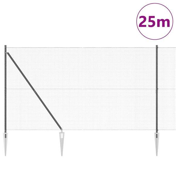 Langoitettu este piikeillä 25 x 1,5 m PVC-pinnoitettu teräs