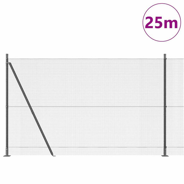 Hitsattu metalliverkkoaita betoni-juurella 25 x 1,6 m Harmaa