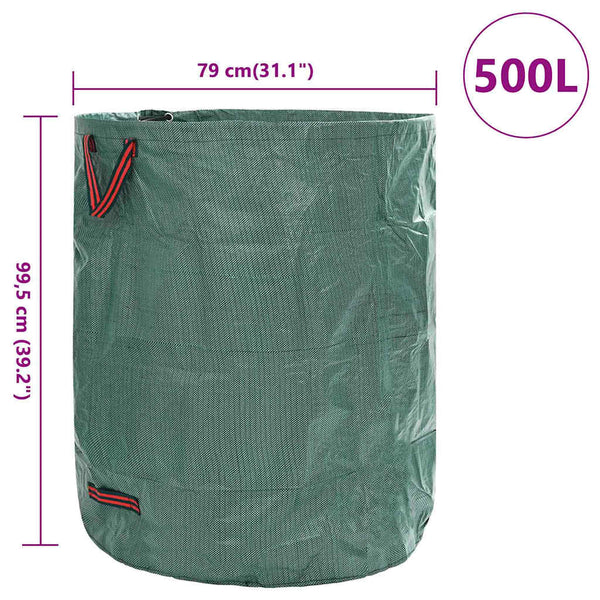 Puutarhajätepussit 4 kpl 500 l Vihreä Polypropeeni