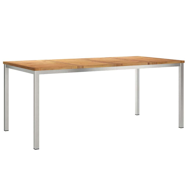 Ruokapöytä 180x90x75 cm Tiikki puu ja ruostumaton teräs