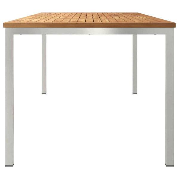 Ruokapöytä 180x90x75 cm Tiikki puu ja ruostumaton teräs