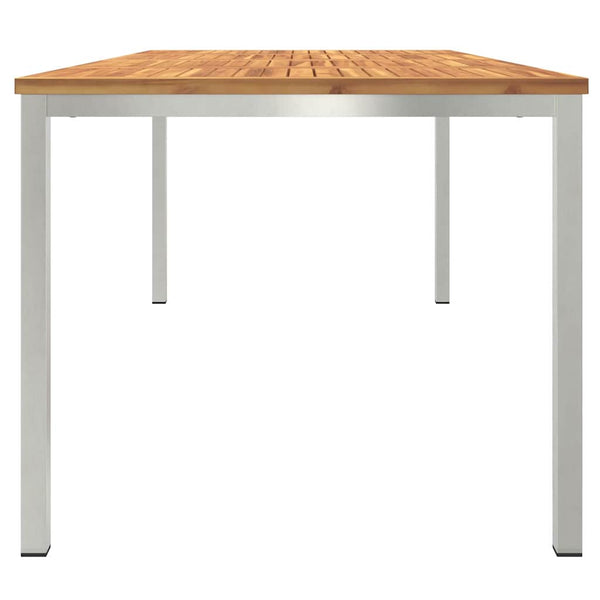 Ruokapöytä 200x90x75 cm Kiinteä akasiapuu ja ruostumaton teräs