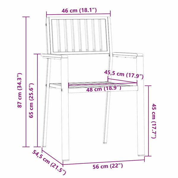 Ruskea puutarhan tuoli Mavra 56x54.5x87cm (4 pcs, akaasiapuu)