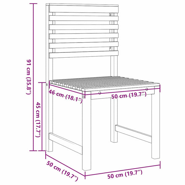 Puutarhatuoli 2 kpl Ruskea 50 x 50 x 91 cm Täysi Akaasiapuu