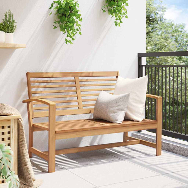 Puutarhapenkki, täysi tiikki, luonnollinen väri, mitat 110 x 64 x 76.5 cm