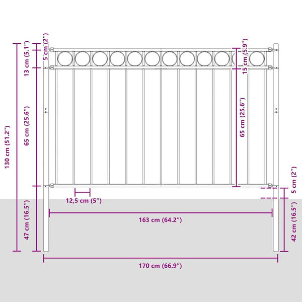 Aitaelementti ASSEN 170 x 130 cm Teräs Harmaa