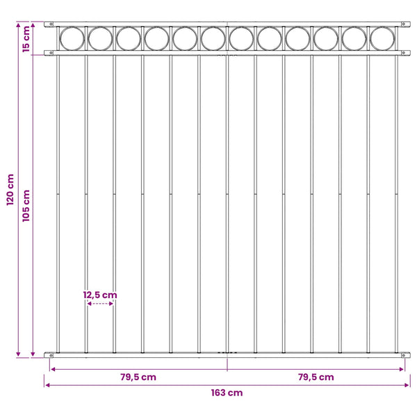 Aitaelementti ASSEN 163 x 120 cm Teräs Harmaa
