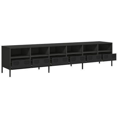 TV-taso musta 202x39x43,5 cm kylmävalssattu teräs