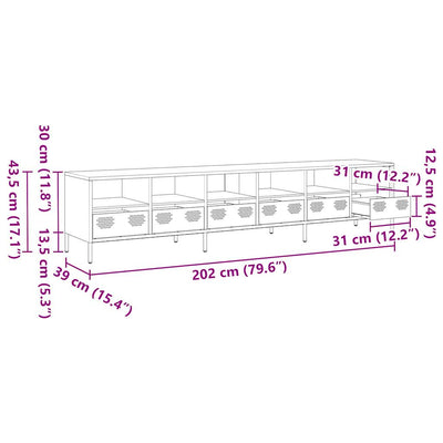 Sinapinkeltainen tv kaappi Shira 202x39x43,5cm (kylmävalssattu teräs)
