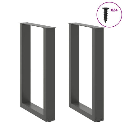 ruokapöydän jalat U-muotoiset 2 kpl antrasiittia 50x(72-73) cm