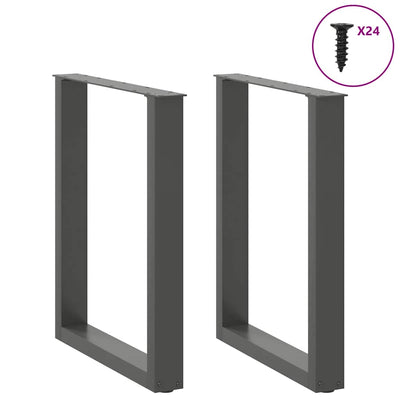 ruokapöydän jalat U-muotoiset 2 kpl antrasiittia 60x(72-73) cm
