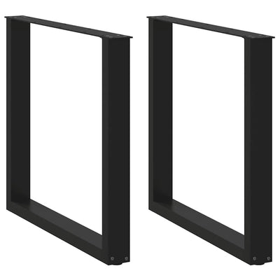 ruokapöydän jalat U-muotoiset 2 kpl Musta 80x(72-73) cm Teräs
