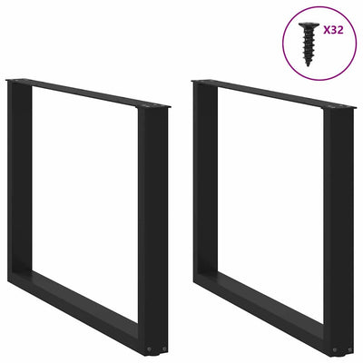 ruokapöydän jalat U-muotoiset 2 kpl Musta 100x(72-73) cm