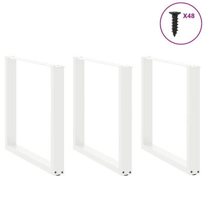 Ruokapöydän jalat U-muotoiset 3 kpl valkoinen 90x(72-73) cm