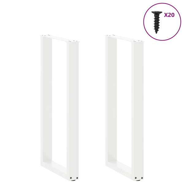 Baaripöydän jalat U-muotoiset 2 kpl valkoinen 40x(100-101) cm teräs