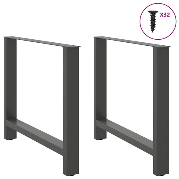 Ruokapöydän jalat antrasiitti 2 kpl 100x(72-73) cm teräs
