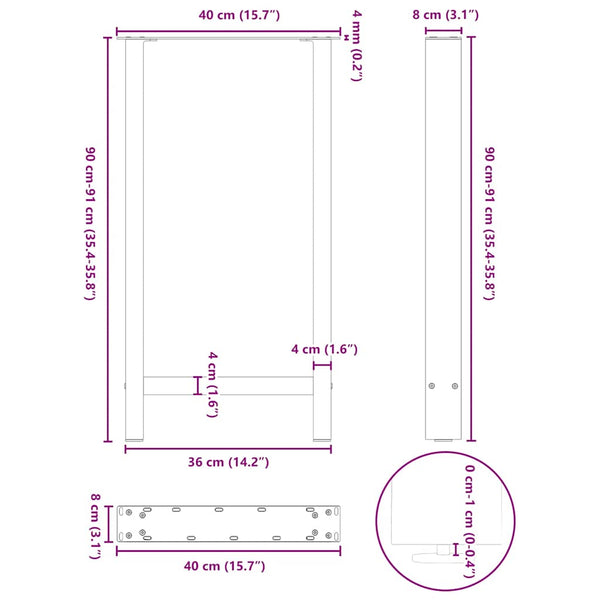 Baaripöydän jalat mustat 2 kpl 40x(90-91) cm teräs