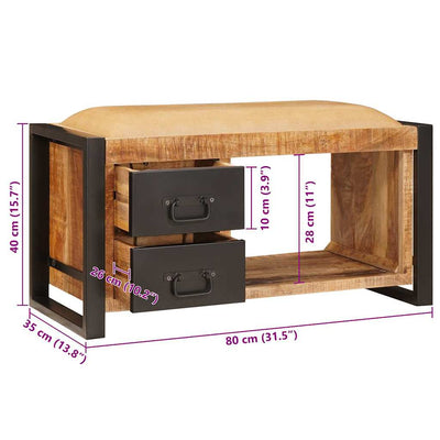 Säilytysbench Ruskea 80 x 35 x 40 cm Täysi Mangopuu