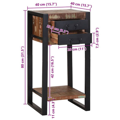 Päätypöytä Monivärinen 40 x 40 x 80 cm Kiinteä kierrätetty puu