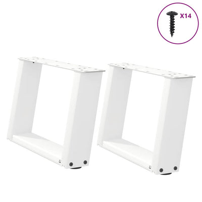 sohvapöydän jalat U-muotoiset 2 kpl Valkoinen 50x(30-31) cm