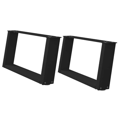 Sohvapöydän jalat U-muotoiset 2 kpl musta 70x(30-31) cm teräs