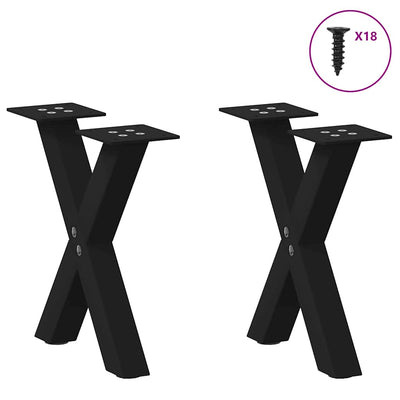 Sohvapöydän jalat X-muotoiset 2 kpl Musta 30x(30-31) cm Teräs