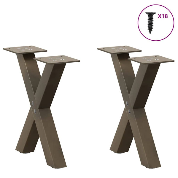 Sohvapöydän jalat X-muotoiset 2 kpl Luonnonvärinen teräs 30x(30-31) cm Teräs