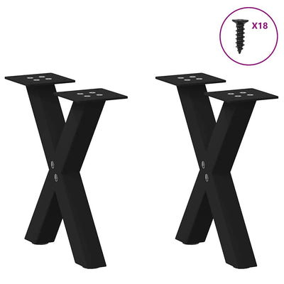 Sohvapöydän jalat X-muotoiset 2 kpl Musta 40x(30-31) cm Teräs