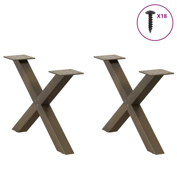 Sohvapöydän jalat X-muotoiset 2 kpl Luonnonvärinen teräs 60x(30-31) cm Teräs