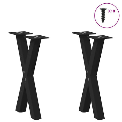 Sohvapöydän jalat X-muotoiset 2 kpl Musta 38x(42-43) cm Teräs