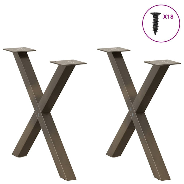 Sohvapöydän jalat X-muotoiset 2 kpl Luonnonvärinen teräs 50x(42-43) cm Teräs